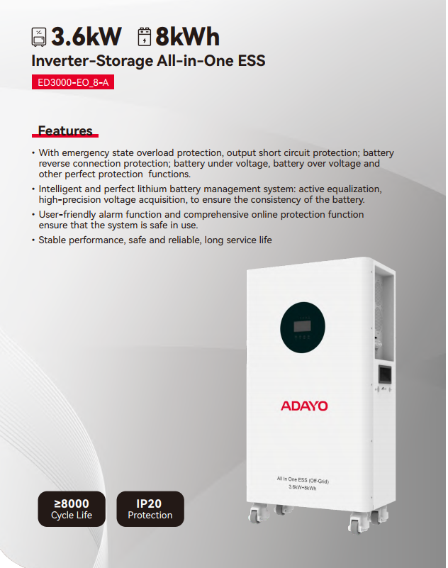 3.6kw inverter 8kwh storage